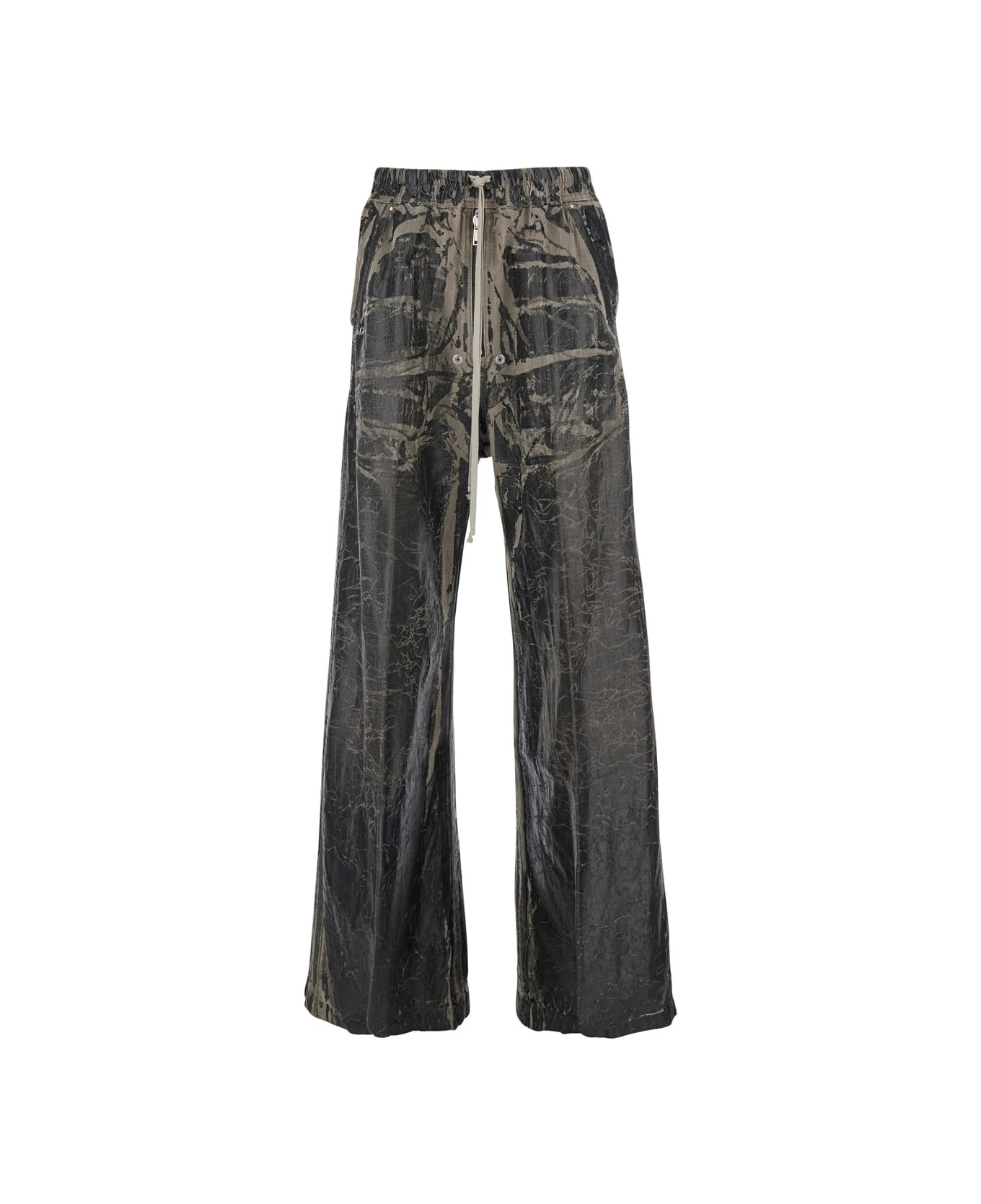 'geth Belas' Blacktrousers With Destroyed Look And Drawstring Waist In Cotton Man - 1