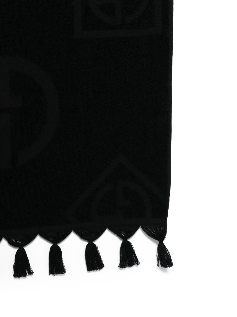 GIORGIO ARMANI logo patterned tassel beach towel outlook