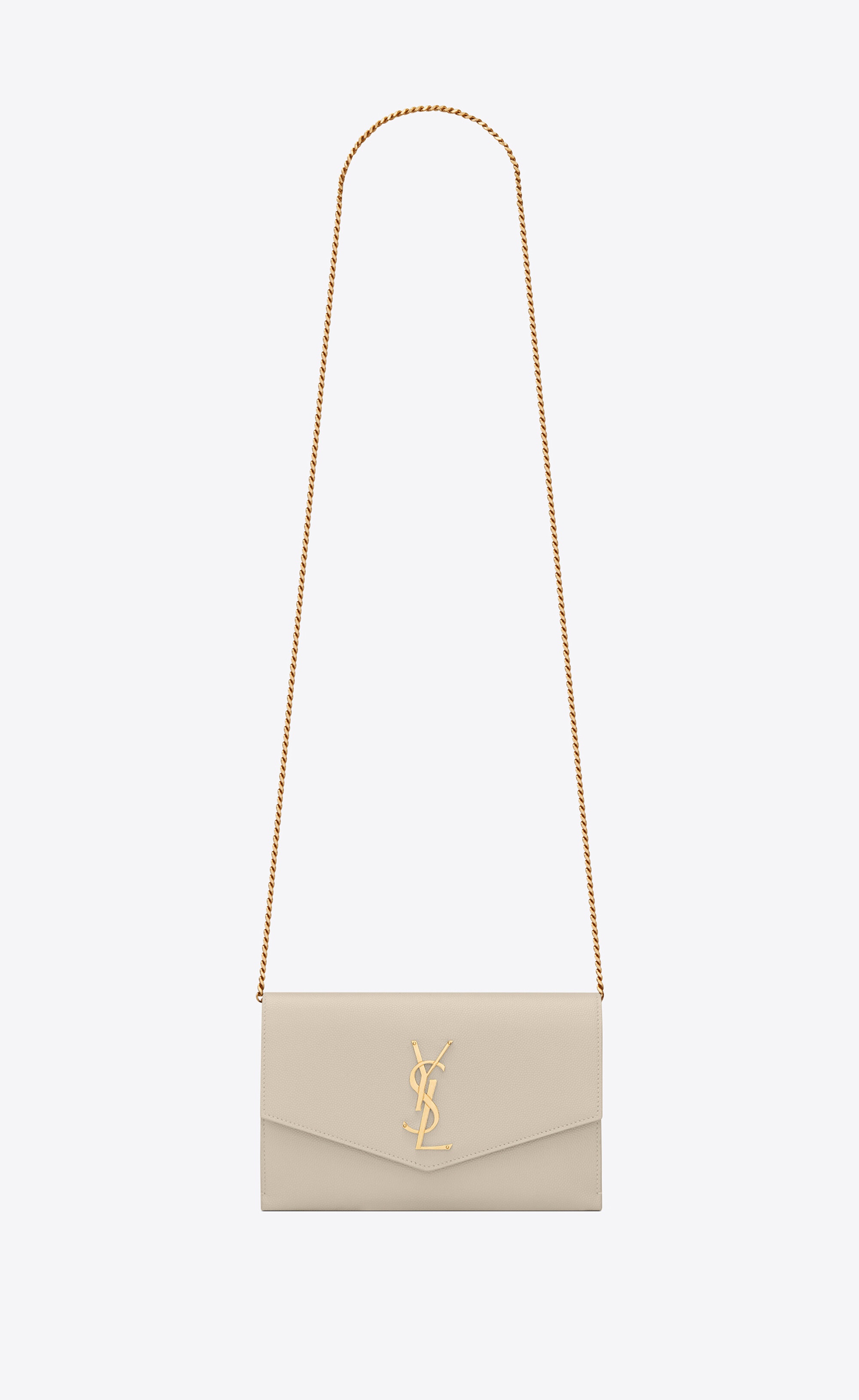 uptown chain wallet in grain de poudre embossed leather - 1