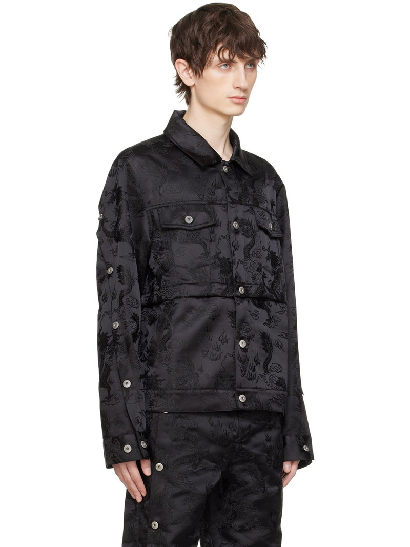 FENG CHEN WANG Black Dragon Jacquard Convertible Jacket outlook