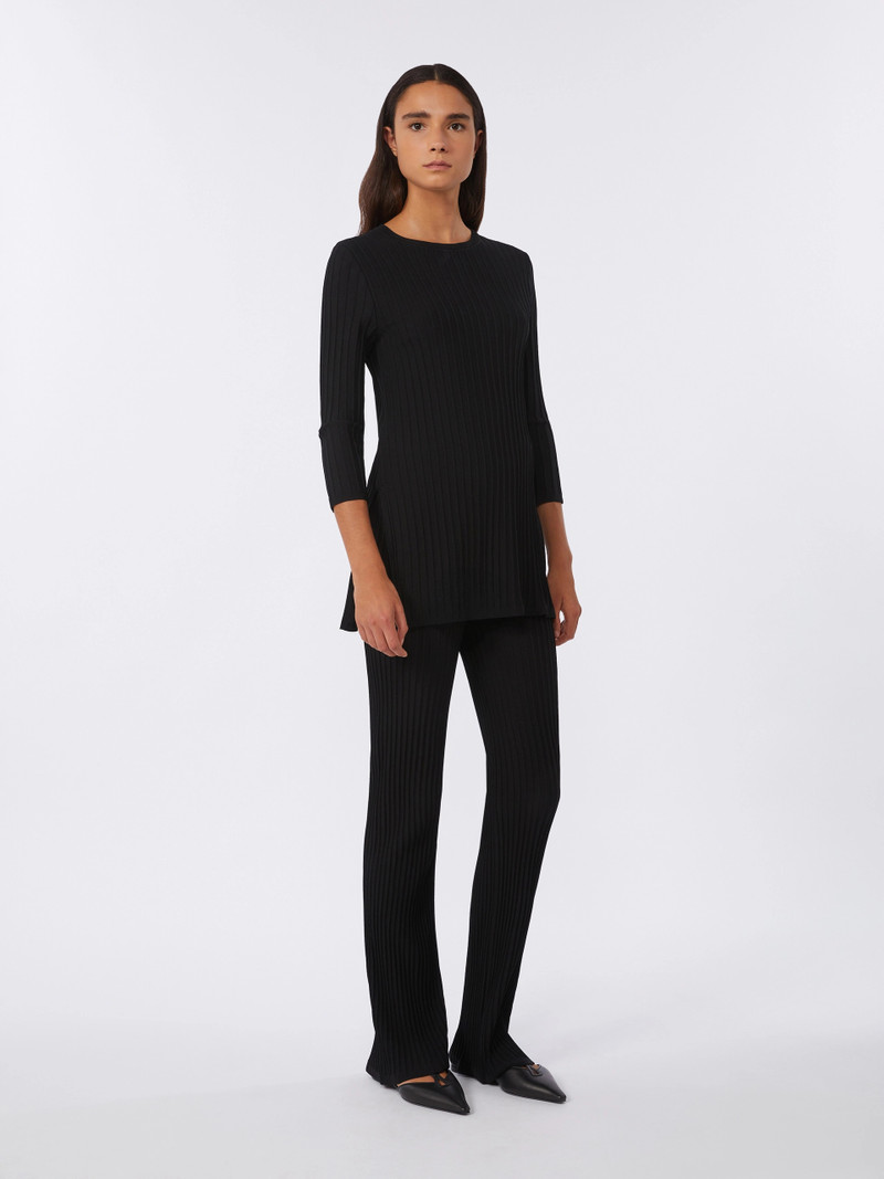 Max Mara ADERIRE Viscose crêpe yarn rib-knit jumper - BLACK outlook