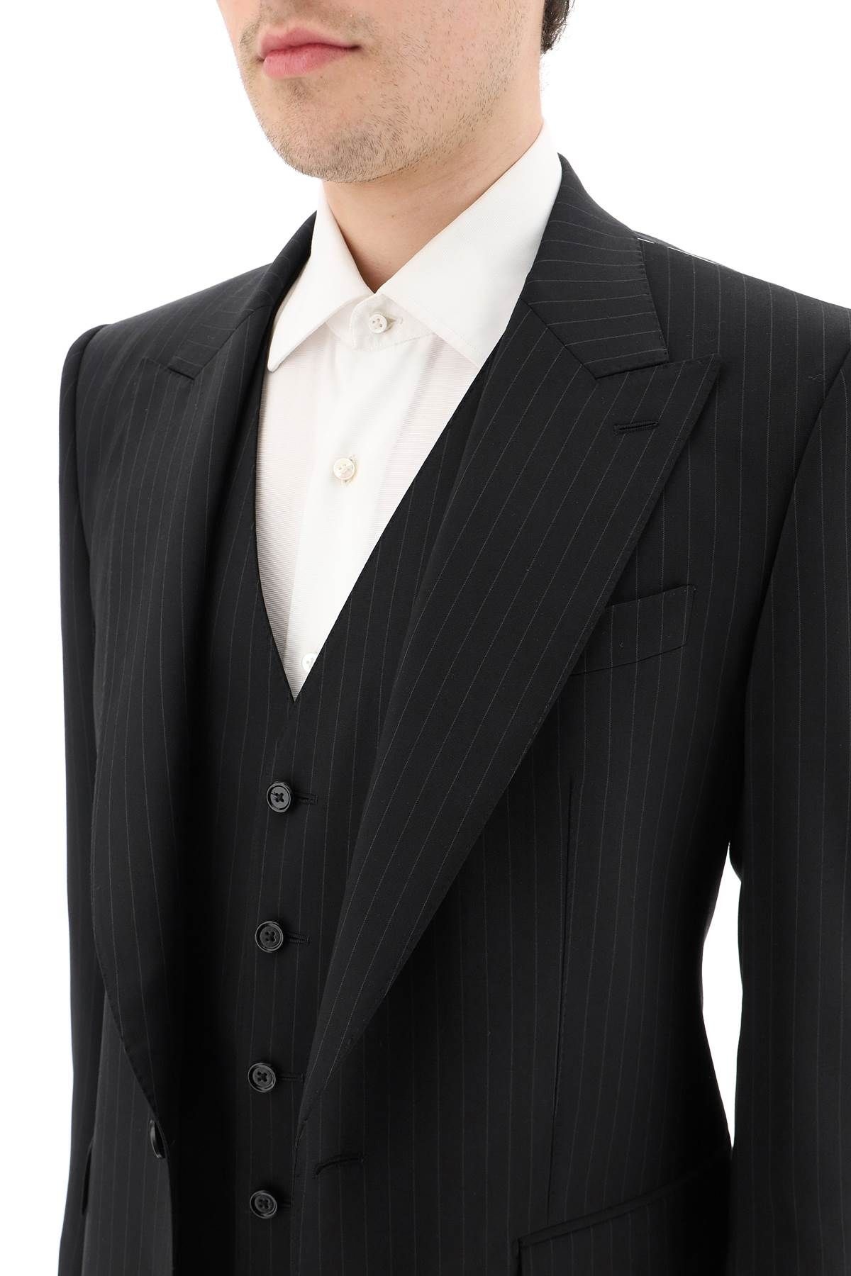 THREE-PIECE SICILY SUIT IN STRETCH PINSTRIPE WOOL - 5