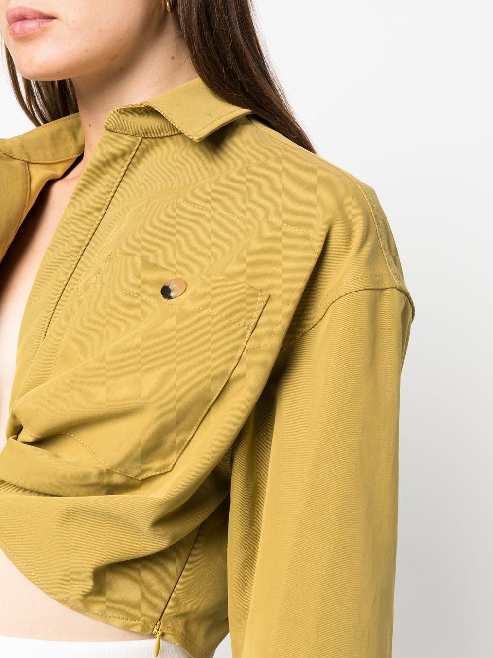 twist-front cropped cargo shirt - 5