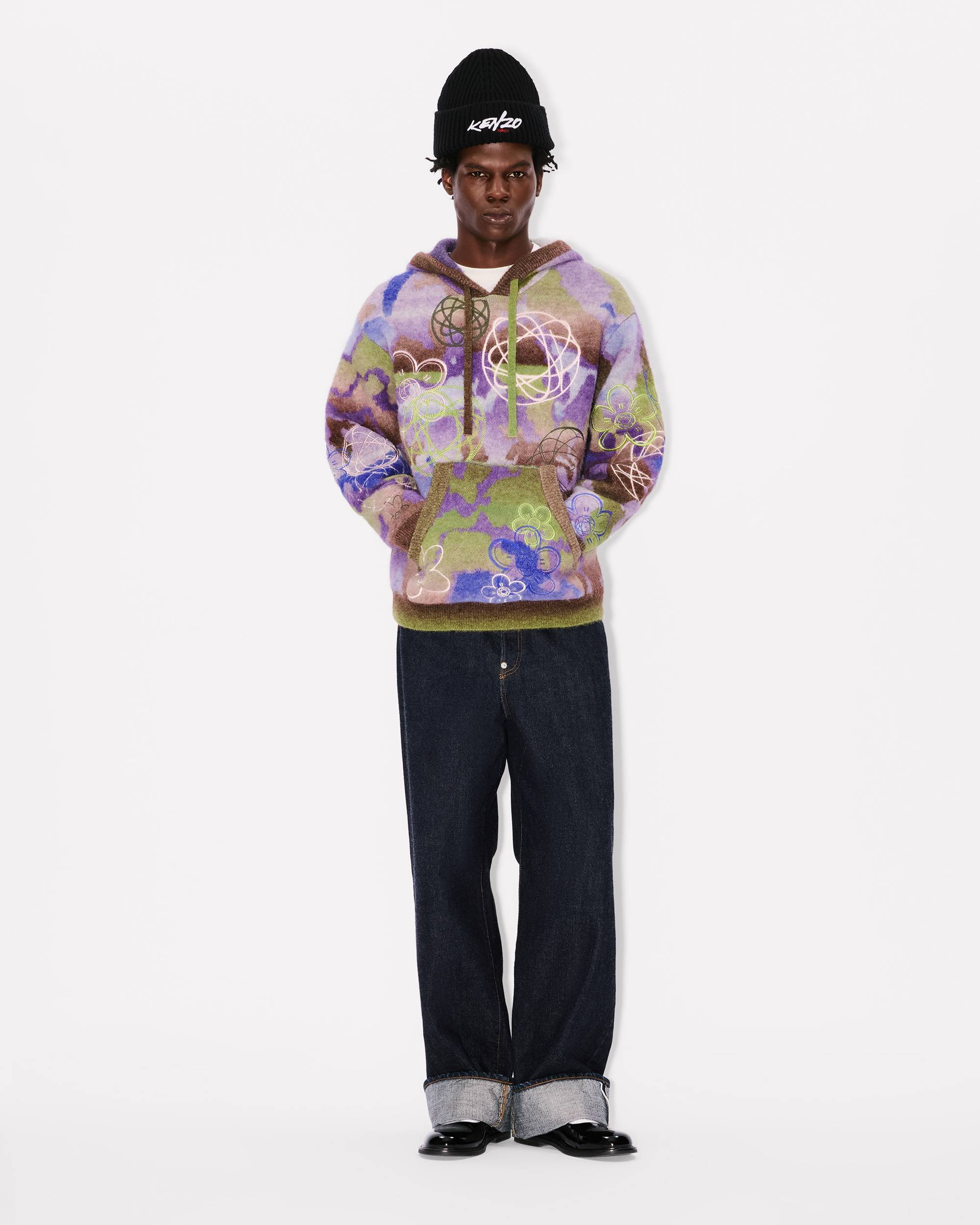 'Kenzo x Futura 2000' knitted hoodie in mixed wool - 5