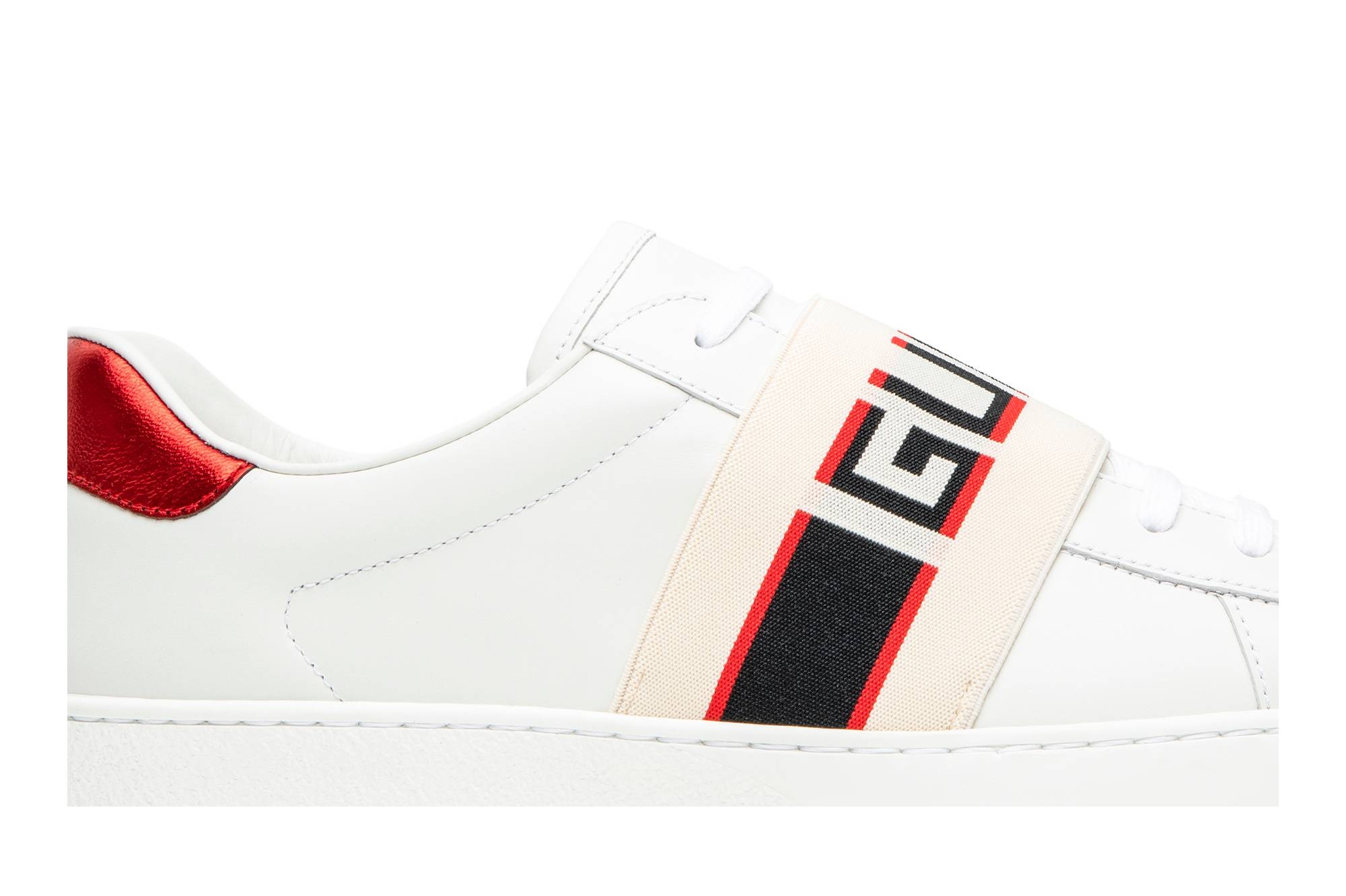 Gucci Stripe Leather Sneaker 'White Red Black' - 2