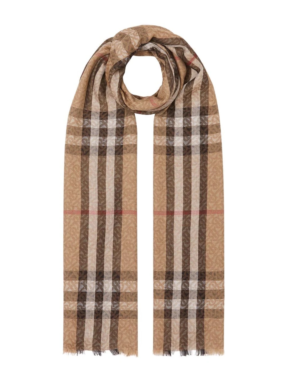 monogram pattern check scarf - 3