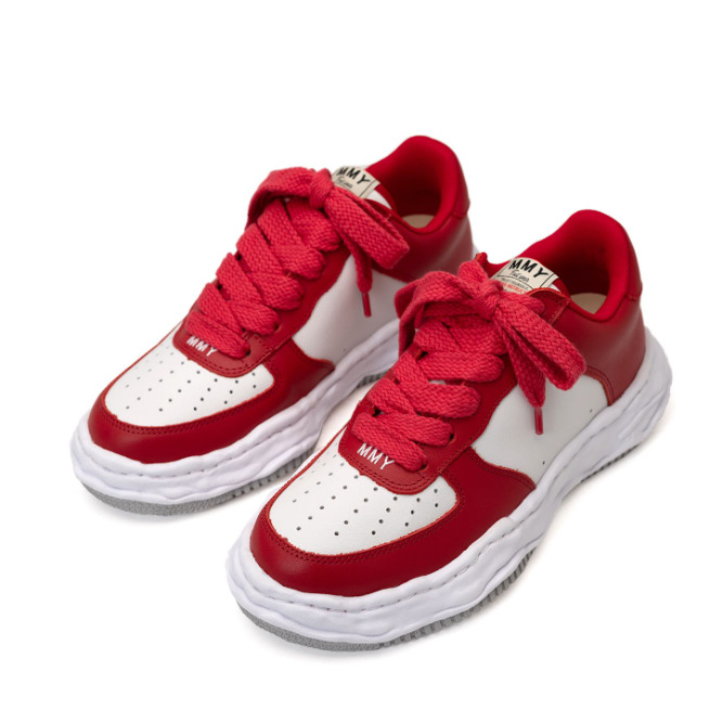 Maison MIHARA YASUHIRO WAYNE OG Sole Leather Low-top Sneaker 'White Red' A08FW706-WHTRED - 2