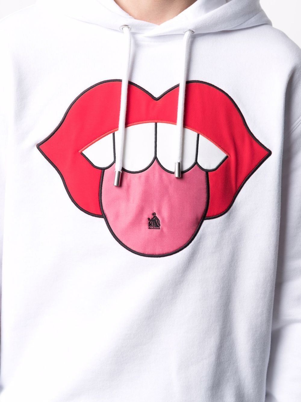 mouth patch drawstring hoodie - 5