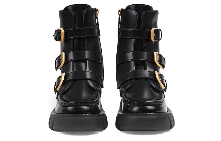 (WMNS) Gucci Leather Ankle Boots 'Black' 663590-DKSD0-1000 - 4