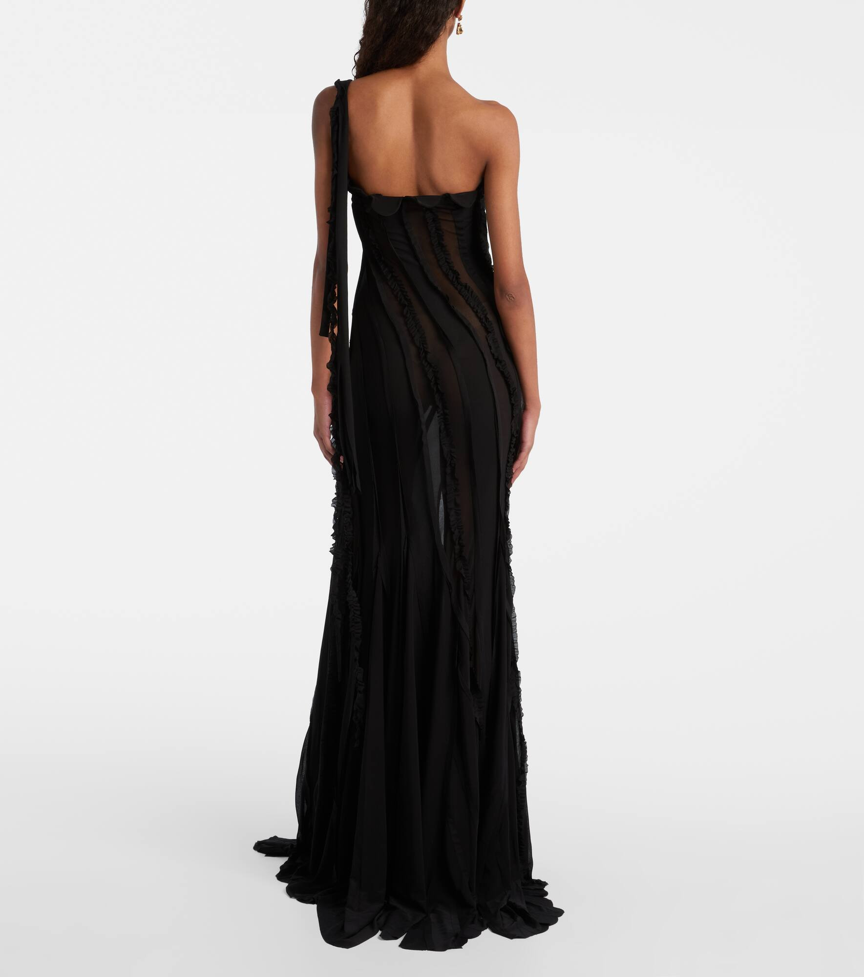 Draped one-shoulder gown - 3
