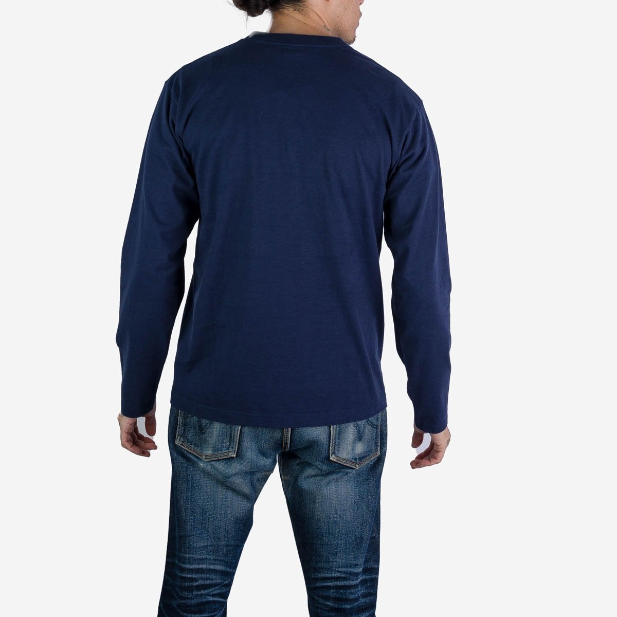 IHTL-2301-NAV 7.5oz Printed Loopwheel Crew Neck Long Sleeved T-Shirt - Navy - 4