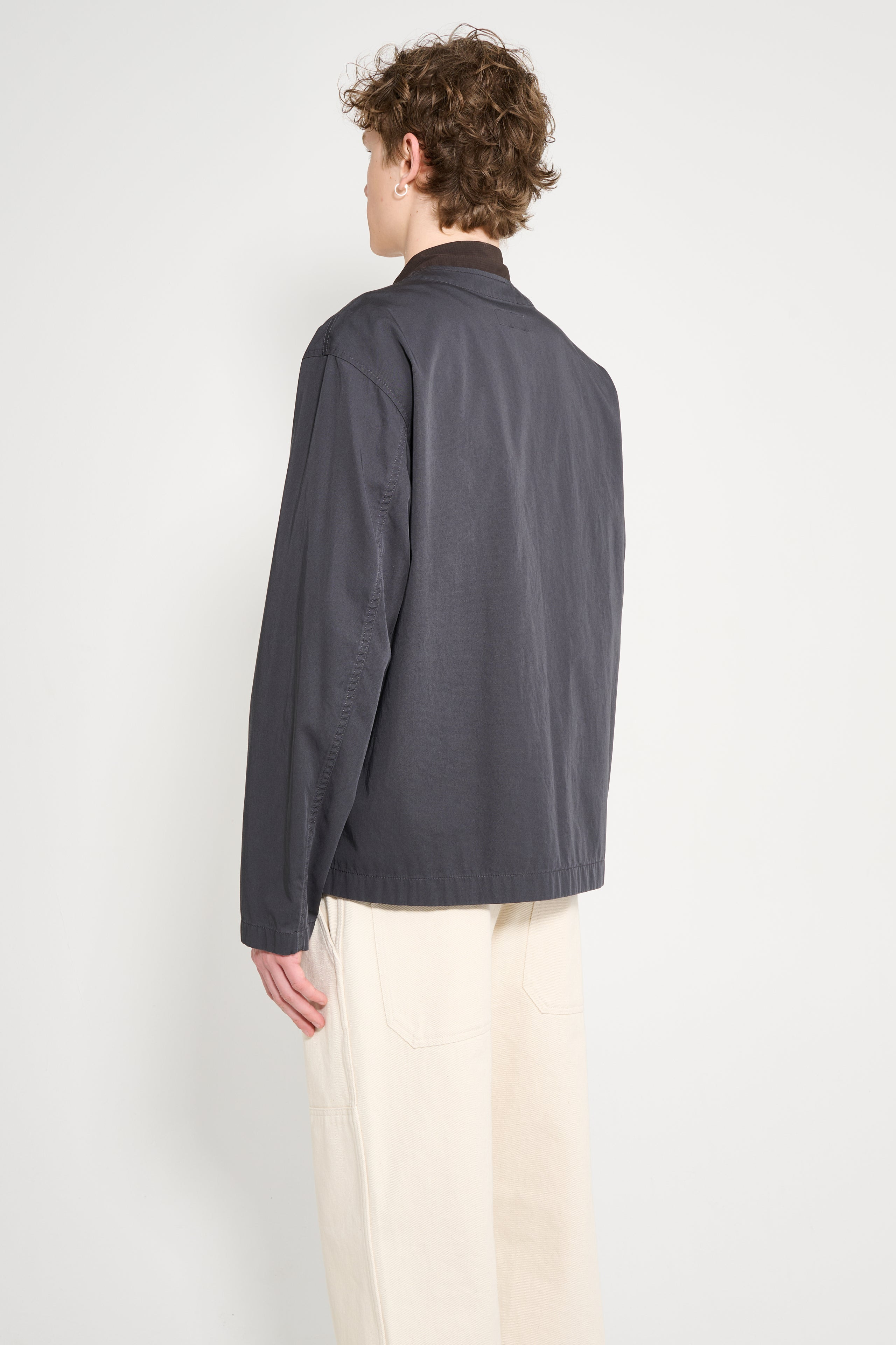 LEMAIRE COLLARLESS OVERSHIRT CHARCOAL - 3