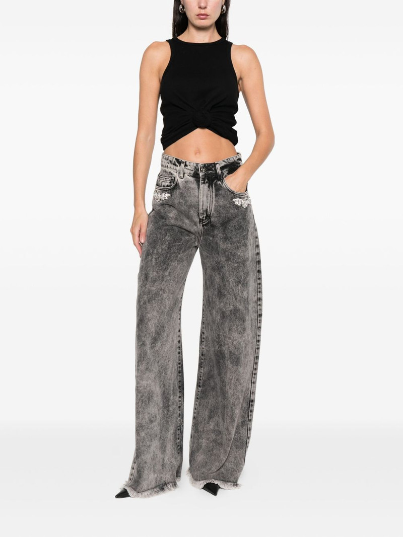 MARQUES’ALMEIDA floral-appliqué frayed jeans outlook
