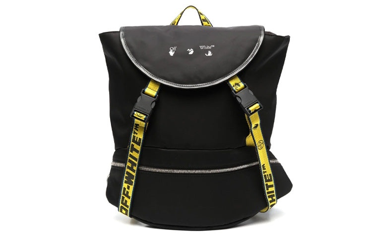 Men's Off-White 21 logo Printing Series Functional backpack schoolbag Black OMNB036S21FAB0011001 - 2