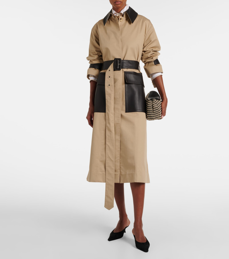 JOSEPH Zaman leather-trimmed cotton trench coat outlook