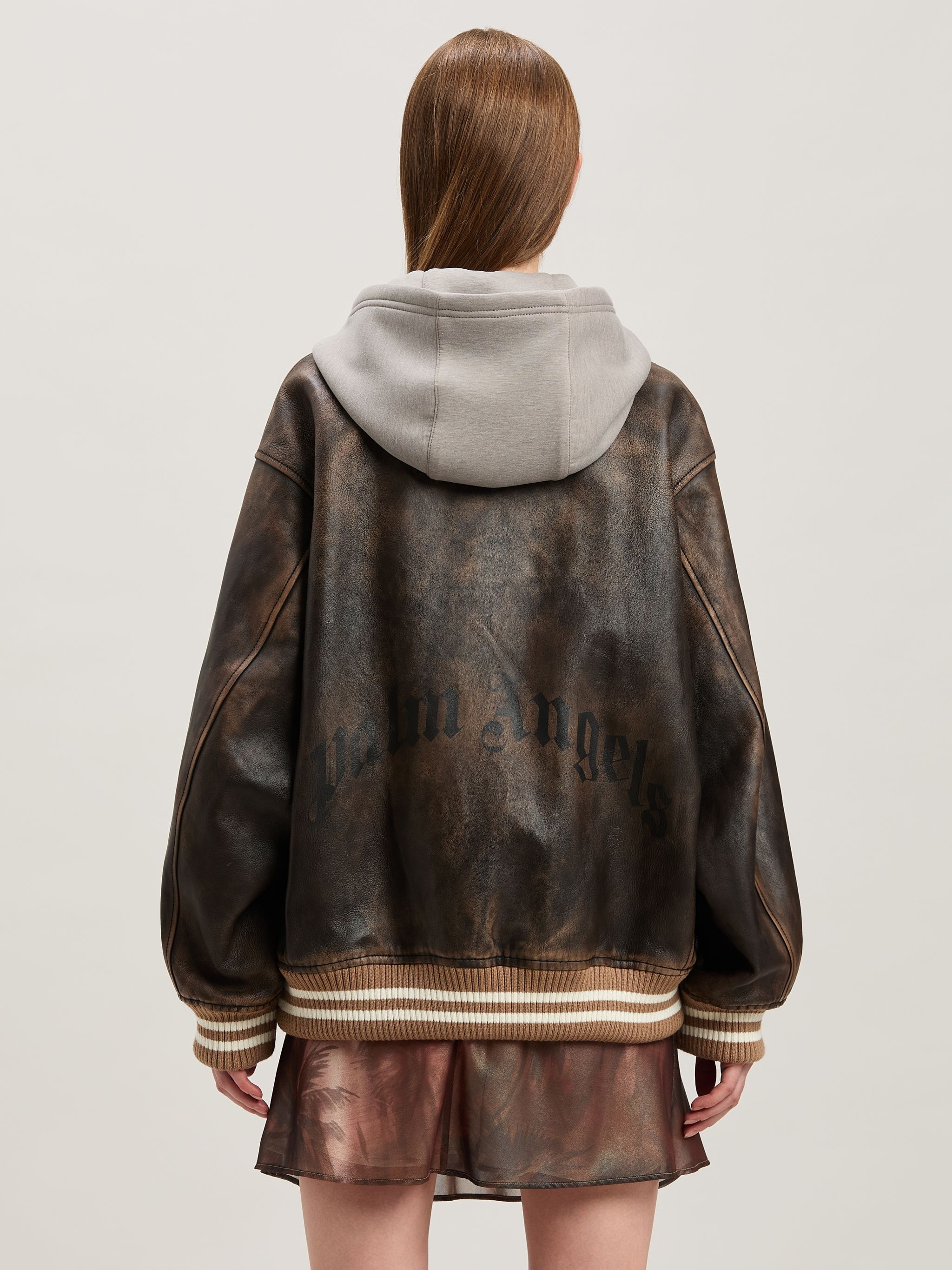 Curved logo Leather Bomber - 5