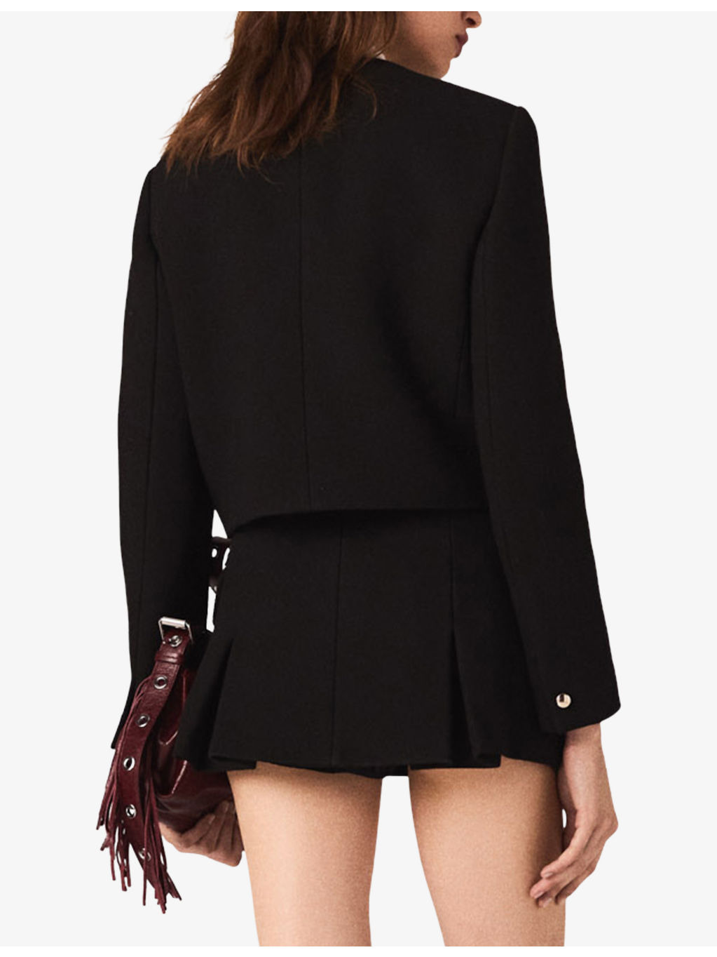 Cropped Round-Neck Woven Jacket - 4