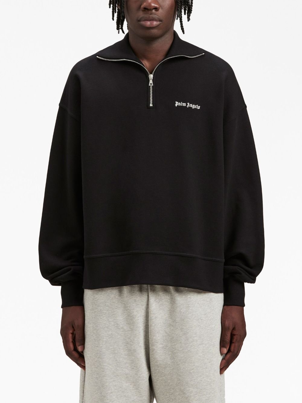 logo-embroidered half-zip sweatshirt - 3