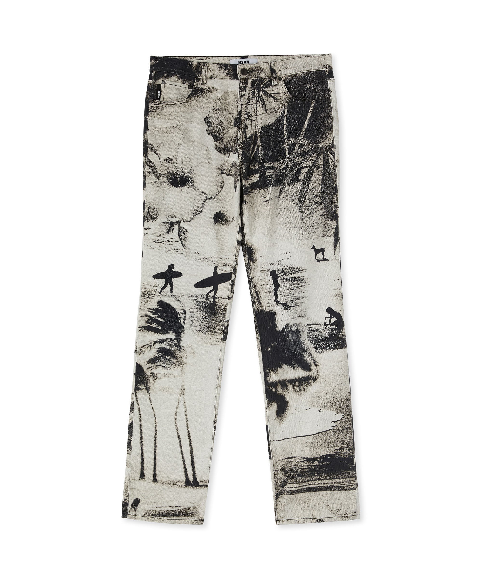 Straight-leg jeans with "MSGM Dreaming" print - 1
