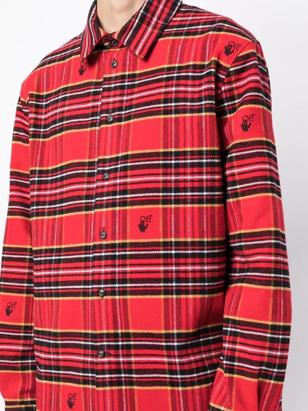 tartan-check logo-embroidered shirt - 5