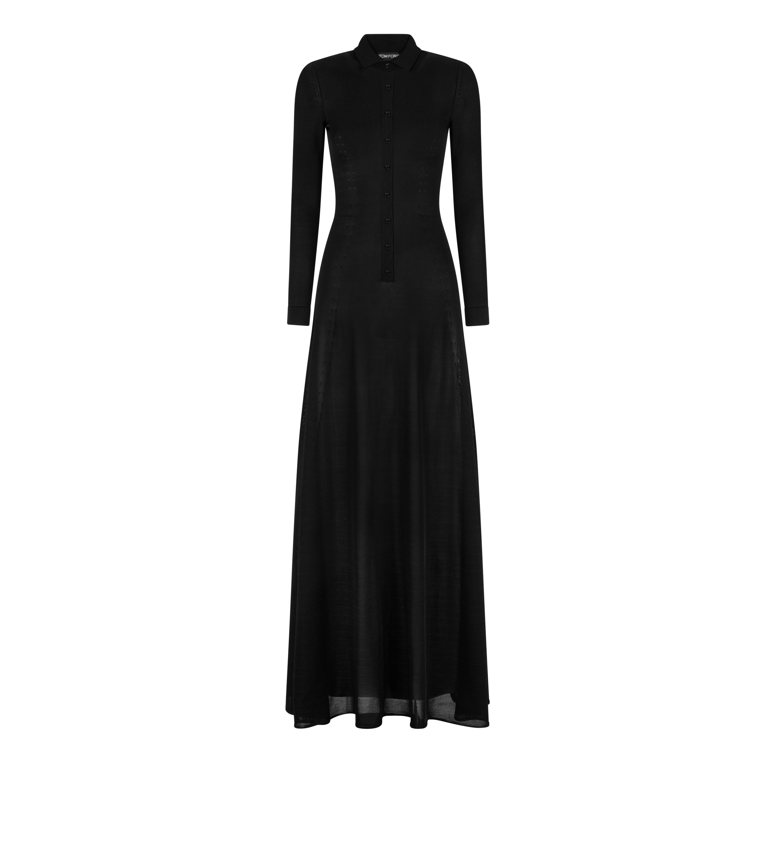 SLINKY VISCOSE KNIT POLO EVENING DRESS - 1
