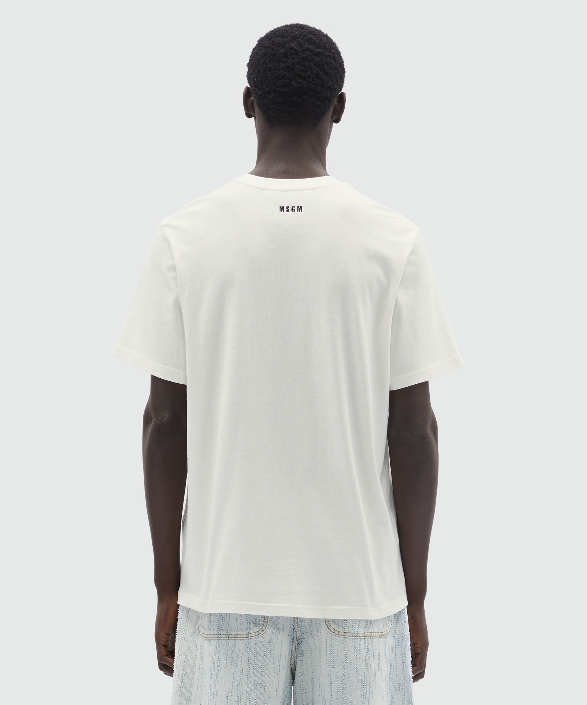 White jersey T-Shirt with embroidered logo - 3