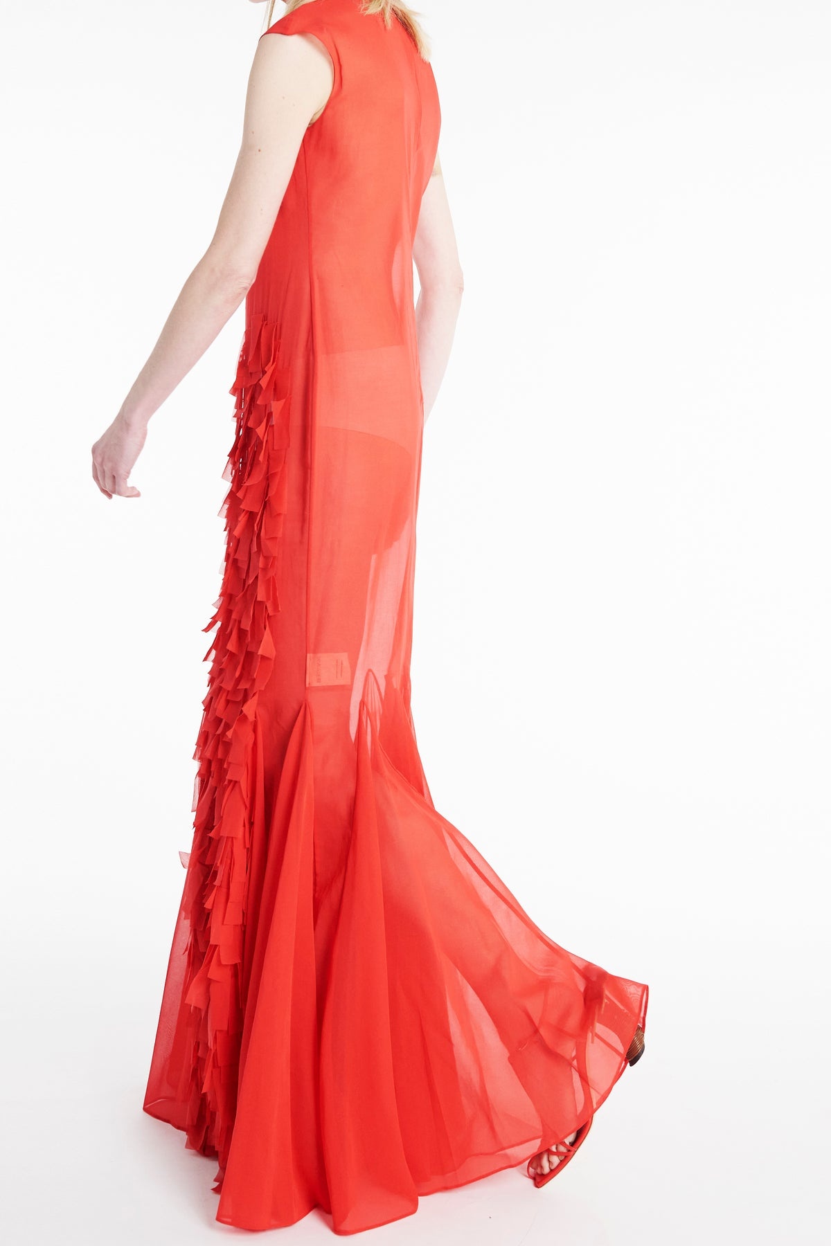 ORGANZA GODET DRESS RED - 10