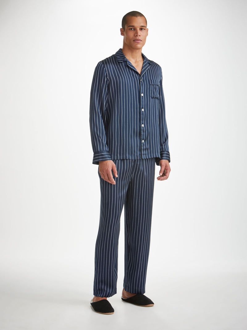 Men's Pyjamas Brindisi 102 Silk Satin Navy - 3