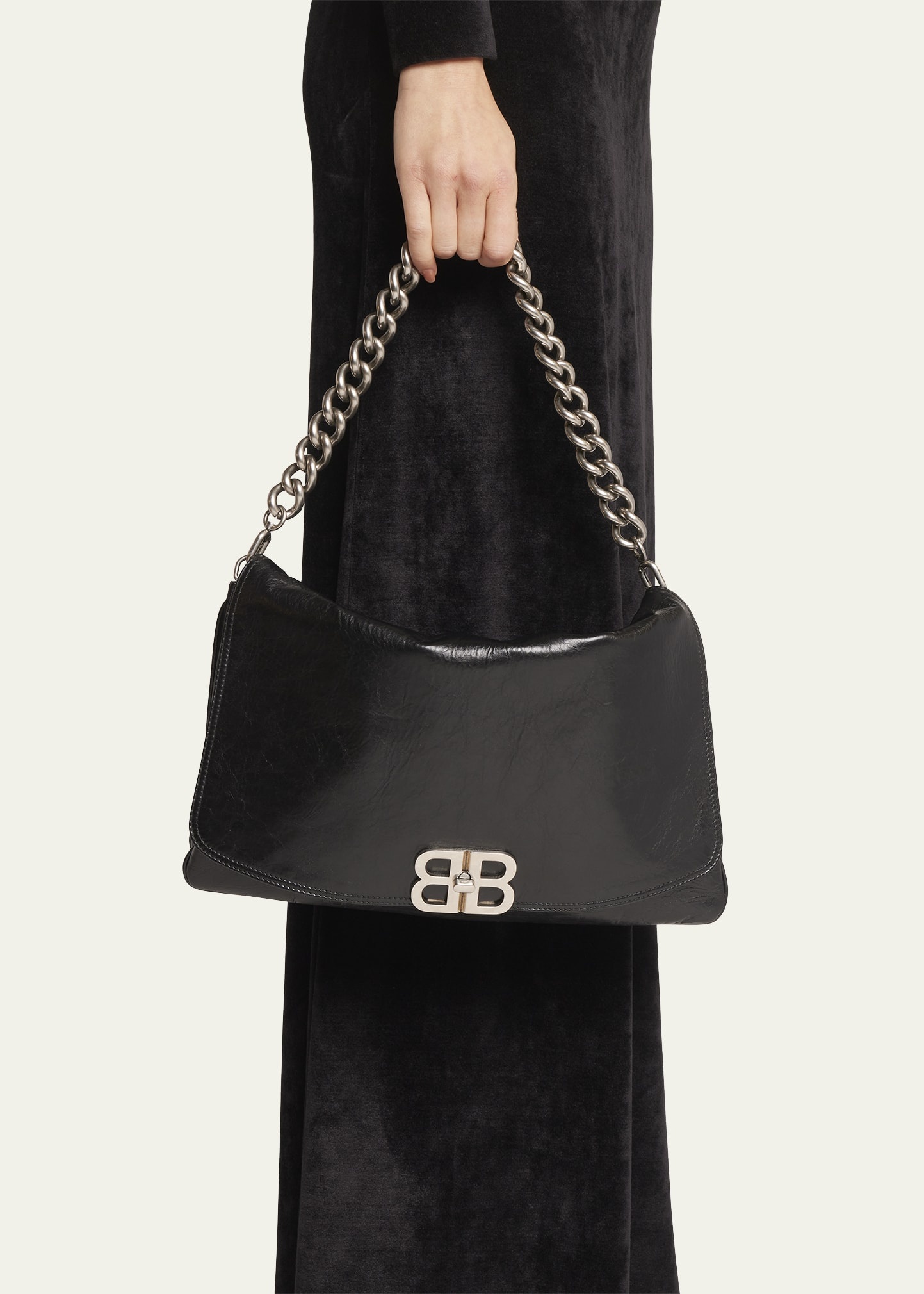 Large Flap Leather Shoulder Bag - 2