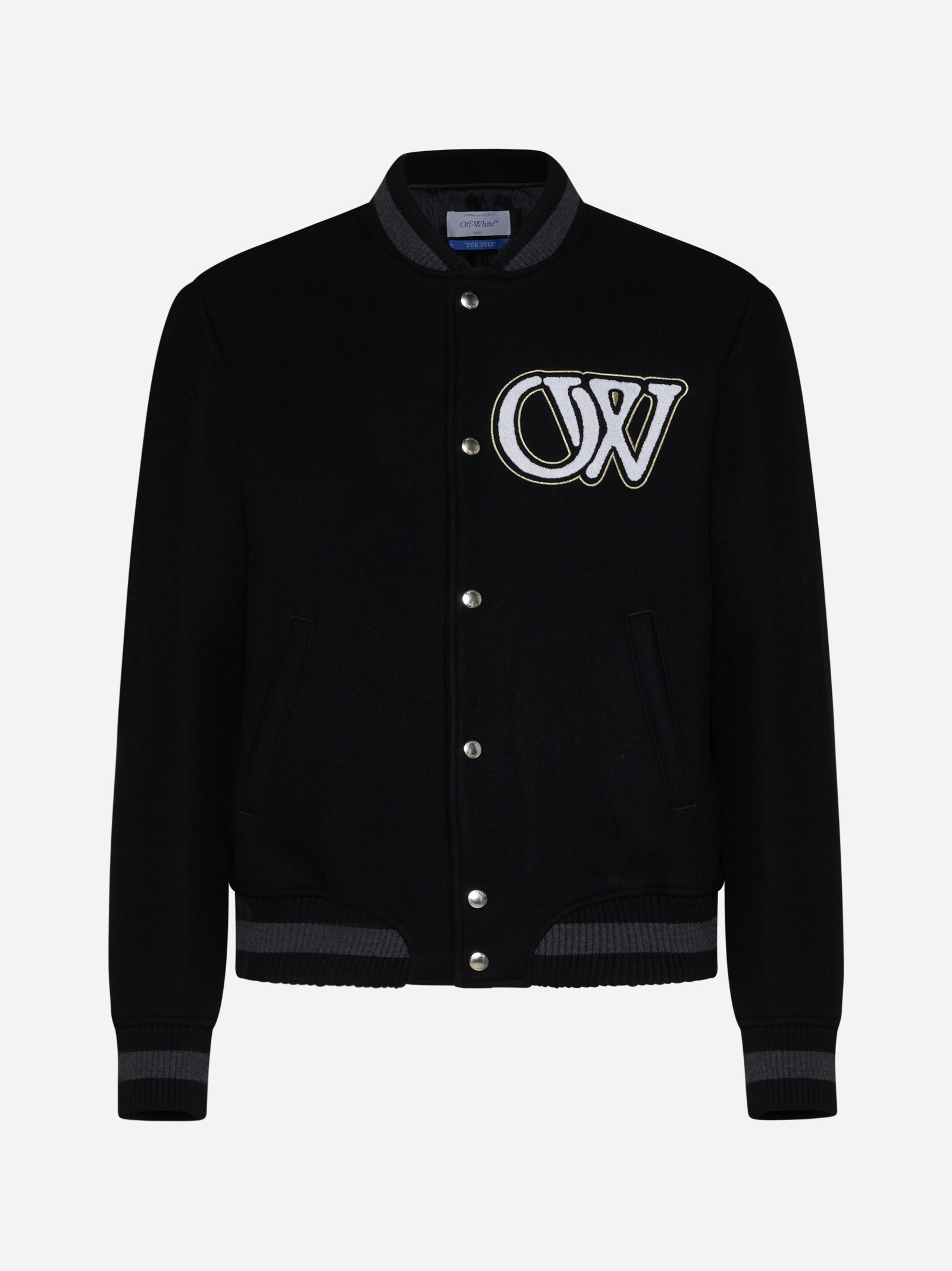 OW logo wool-blend varsity jacket - 1