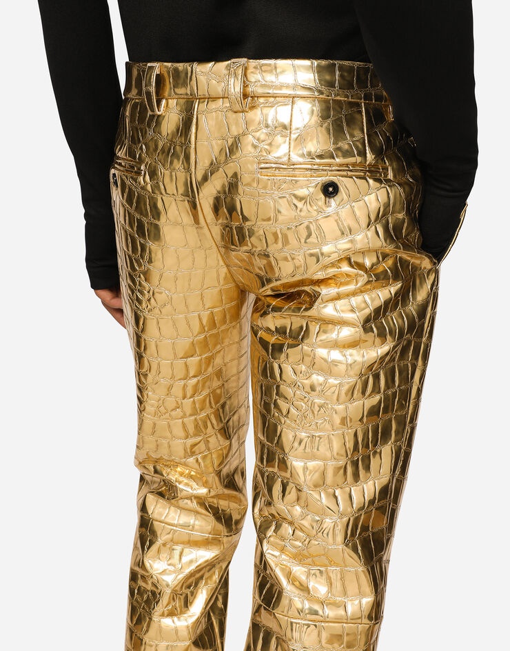 Alligator-print technical fabric pants - 5