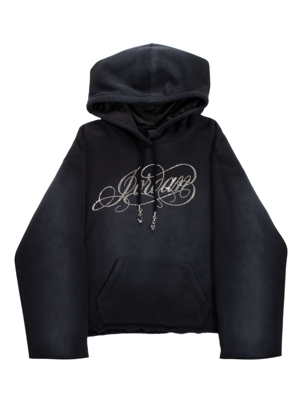logo-embellished cropped hoodie - 1