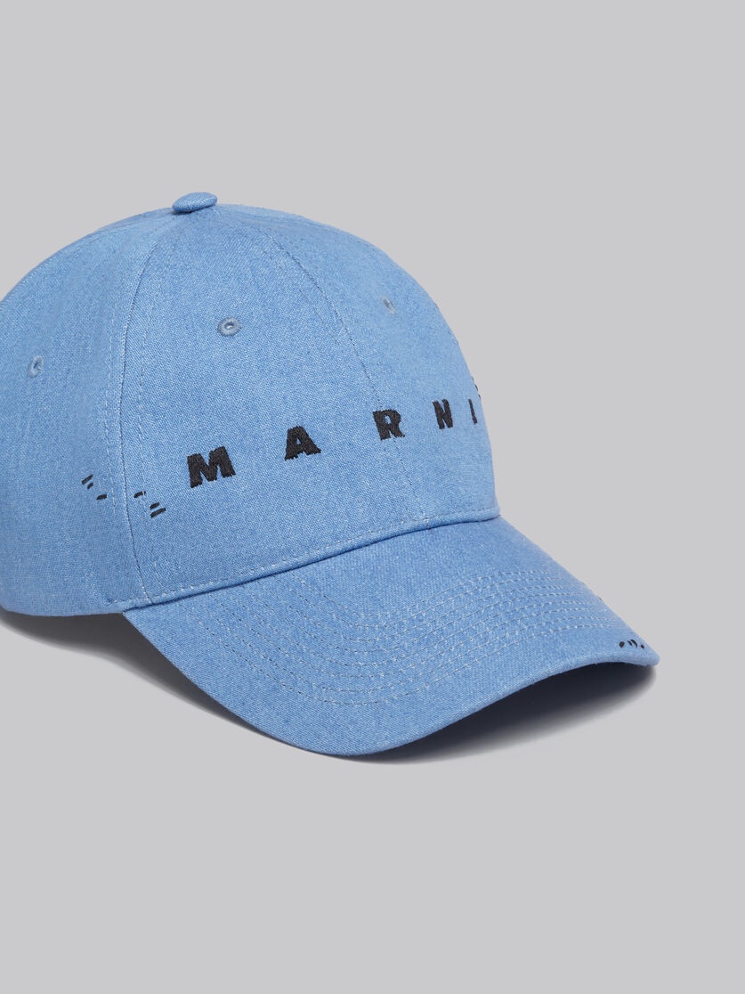 BLUE DENIM CAP WITH MARNI MENDING - 4