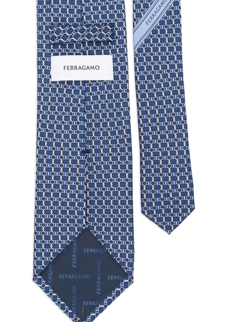 FERRAGAMO geometric-pattern silk tie outlook