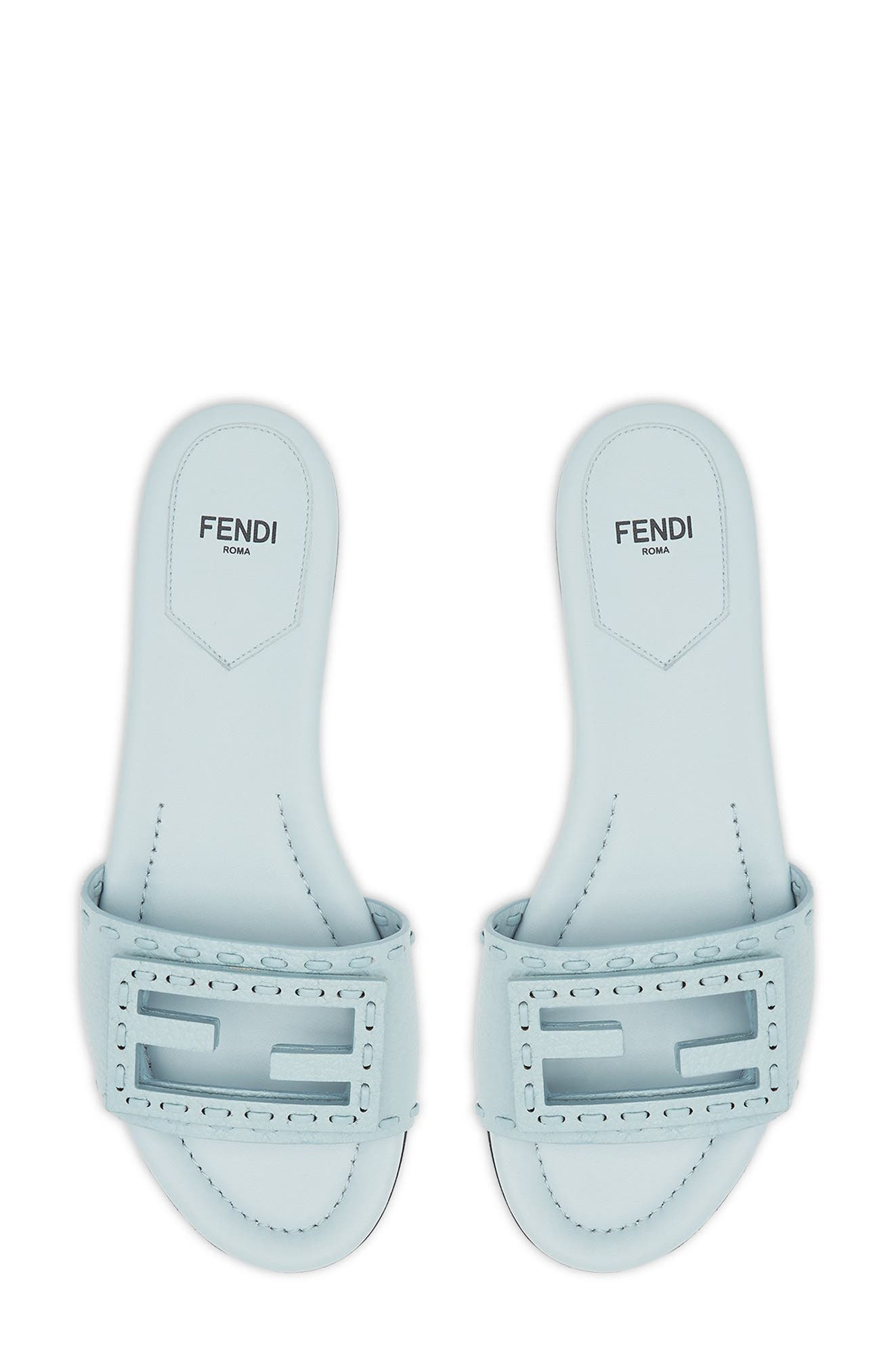Fendi Signature Slide Sandal in Light Blue at Nordstrom - 3