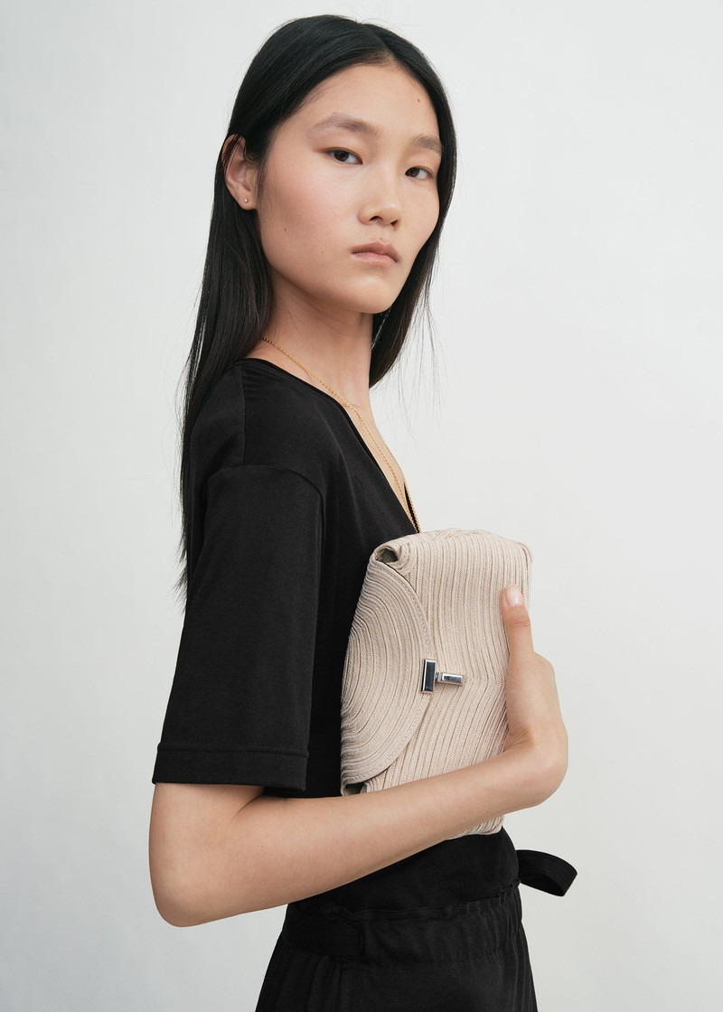 TOTEME Mini T-lock rope clutch pearl outlook