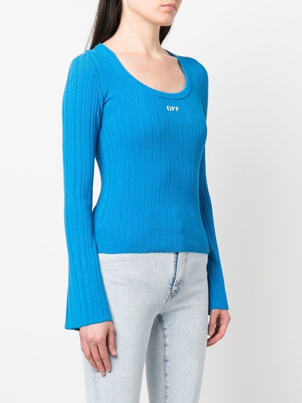 embroidered logo flared sleeves jumper - 3