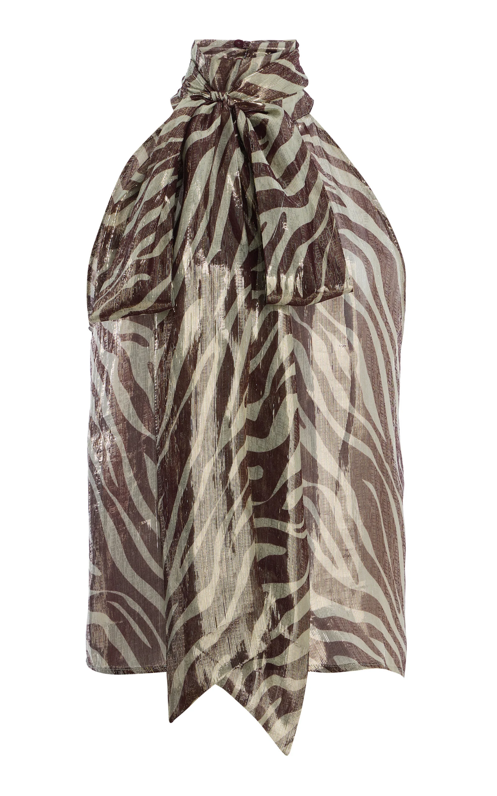 Susan Zebra-Print Silk-Blend Halter Top - 1