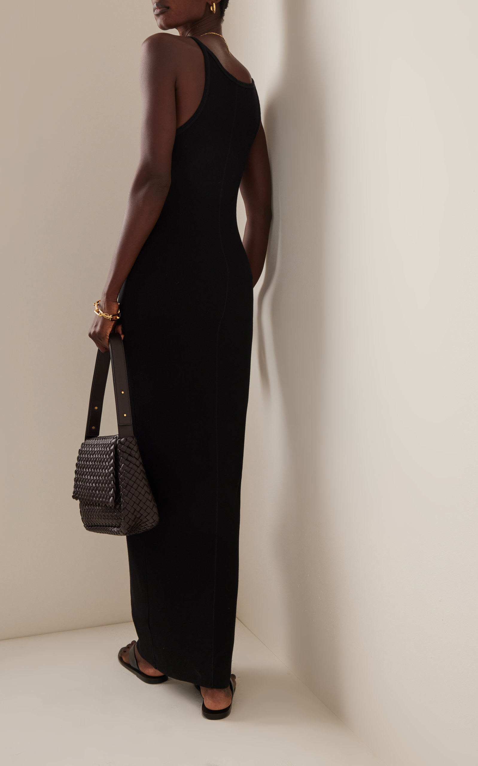 Stretch Cotton-Blend Jersey Maxi Dress black - 4