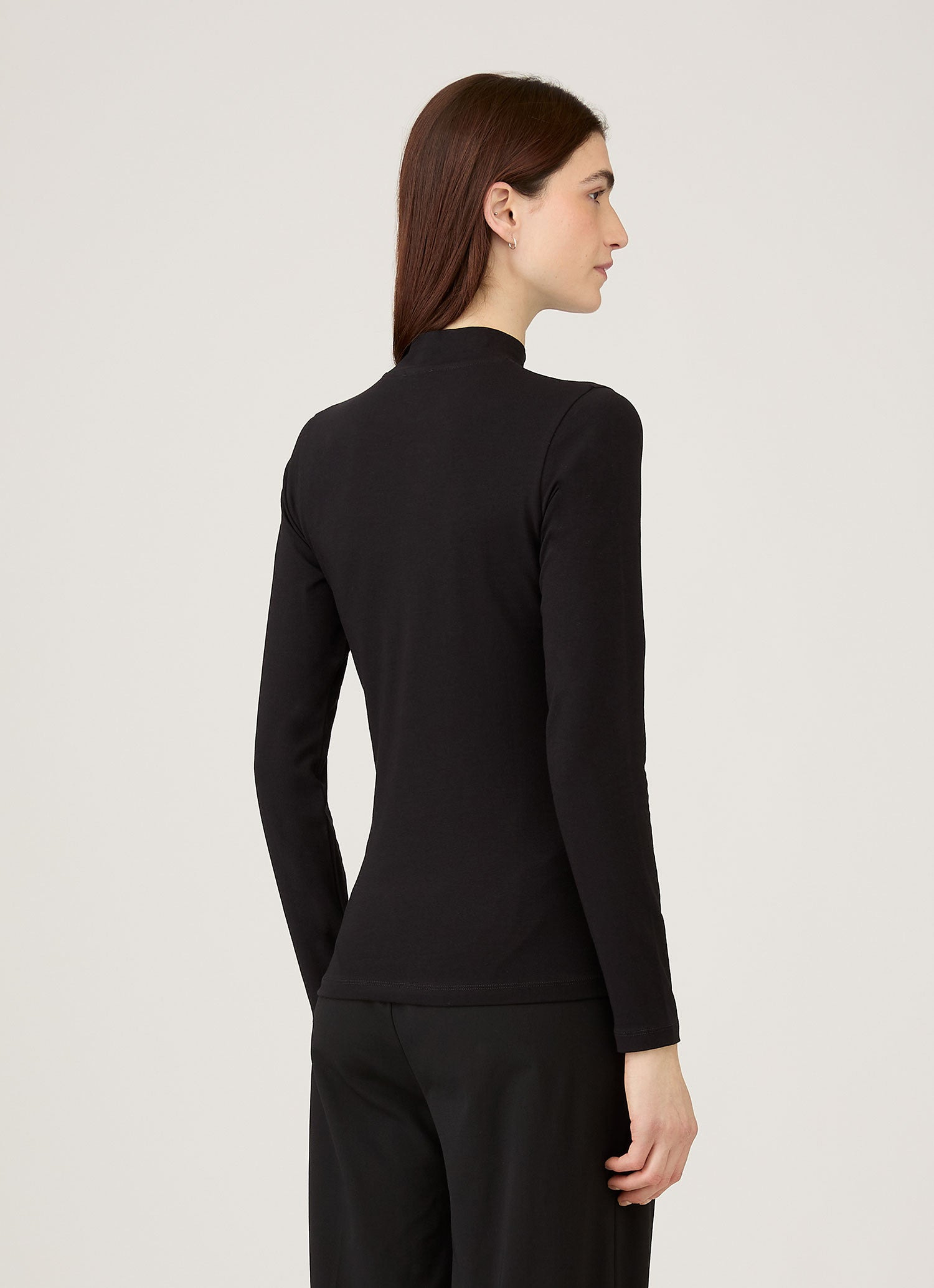 Stretch Cotton Mock Neck Top - 3