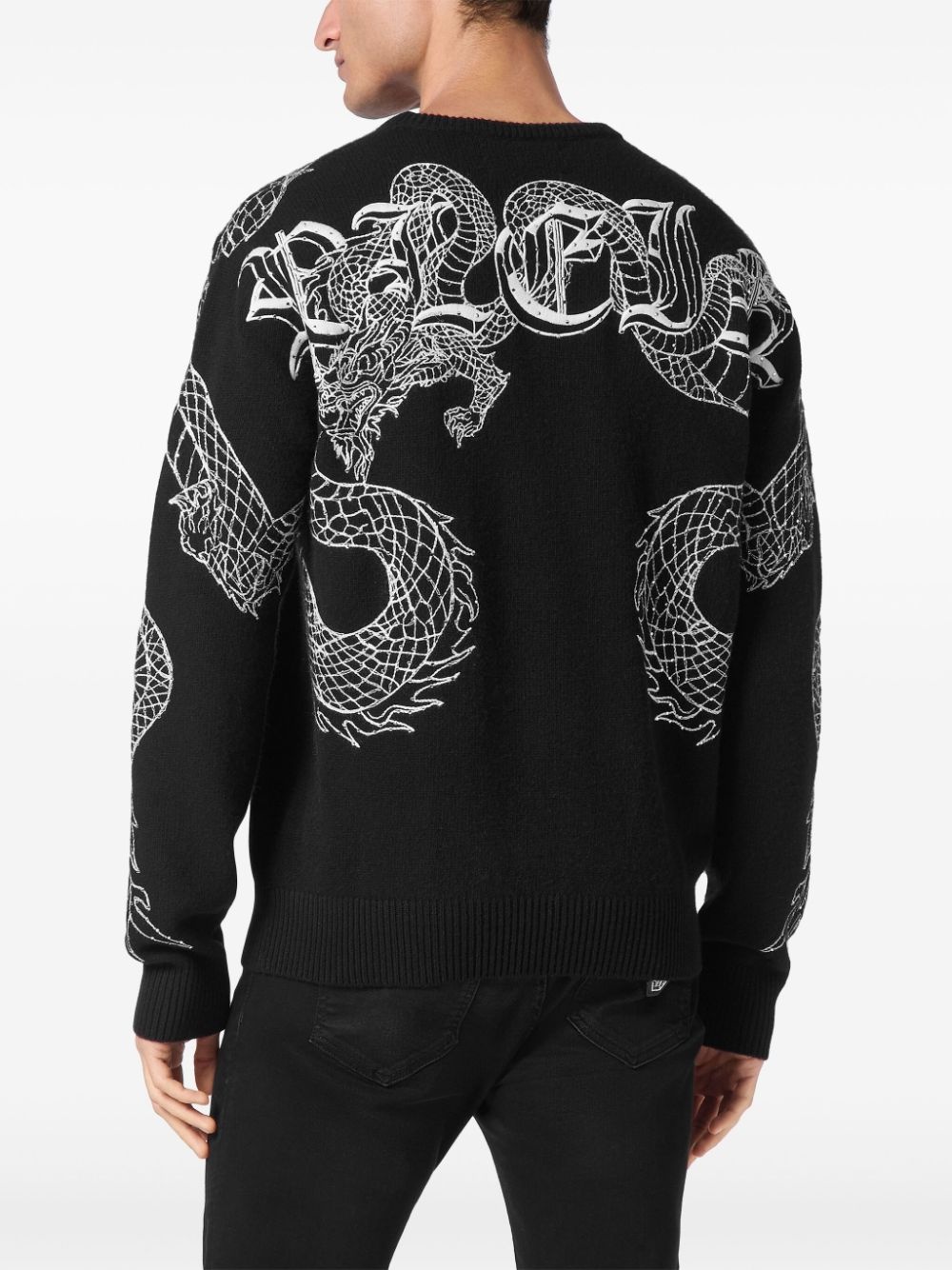 Dragon-embroidered jumper - 4