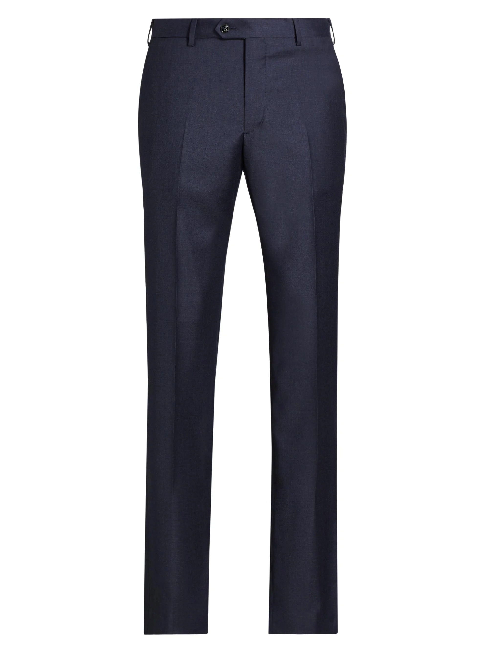 Men's Textured Solid Wool Trousers - Dark Blue Wool - 1