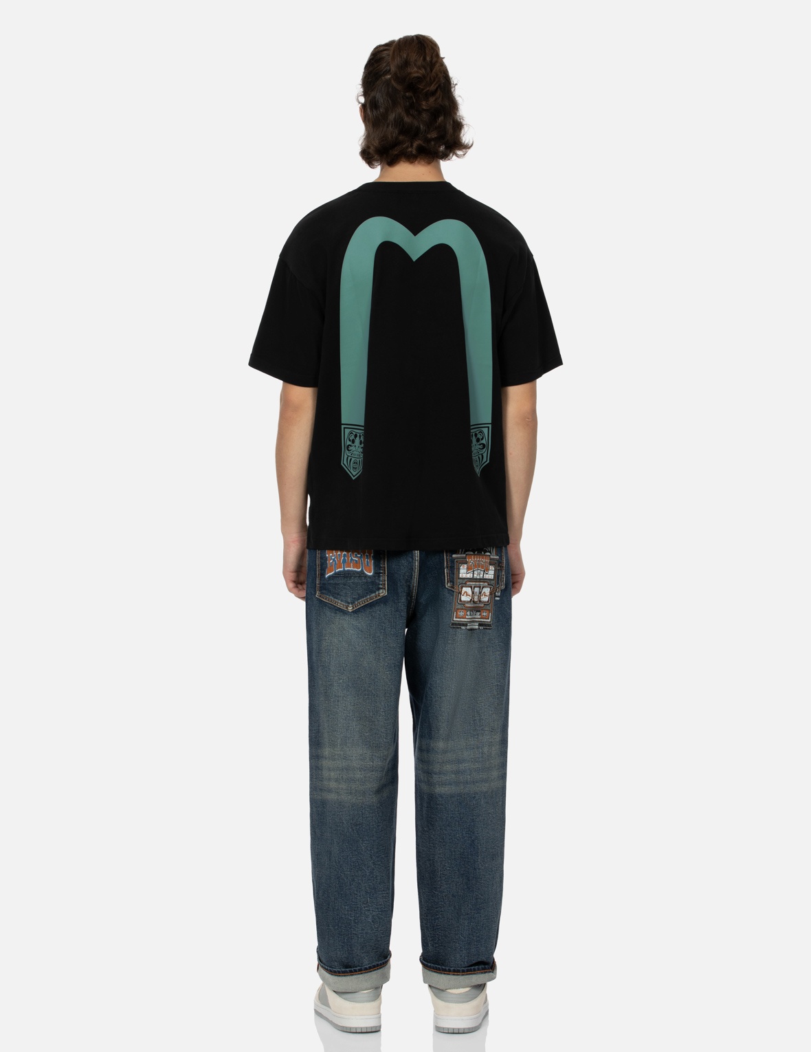 WASHED LOGO AND GODHEAD SLOT COATED RELAX FIT JEANS - 4