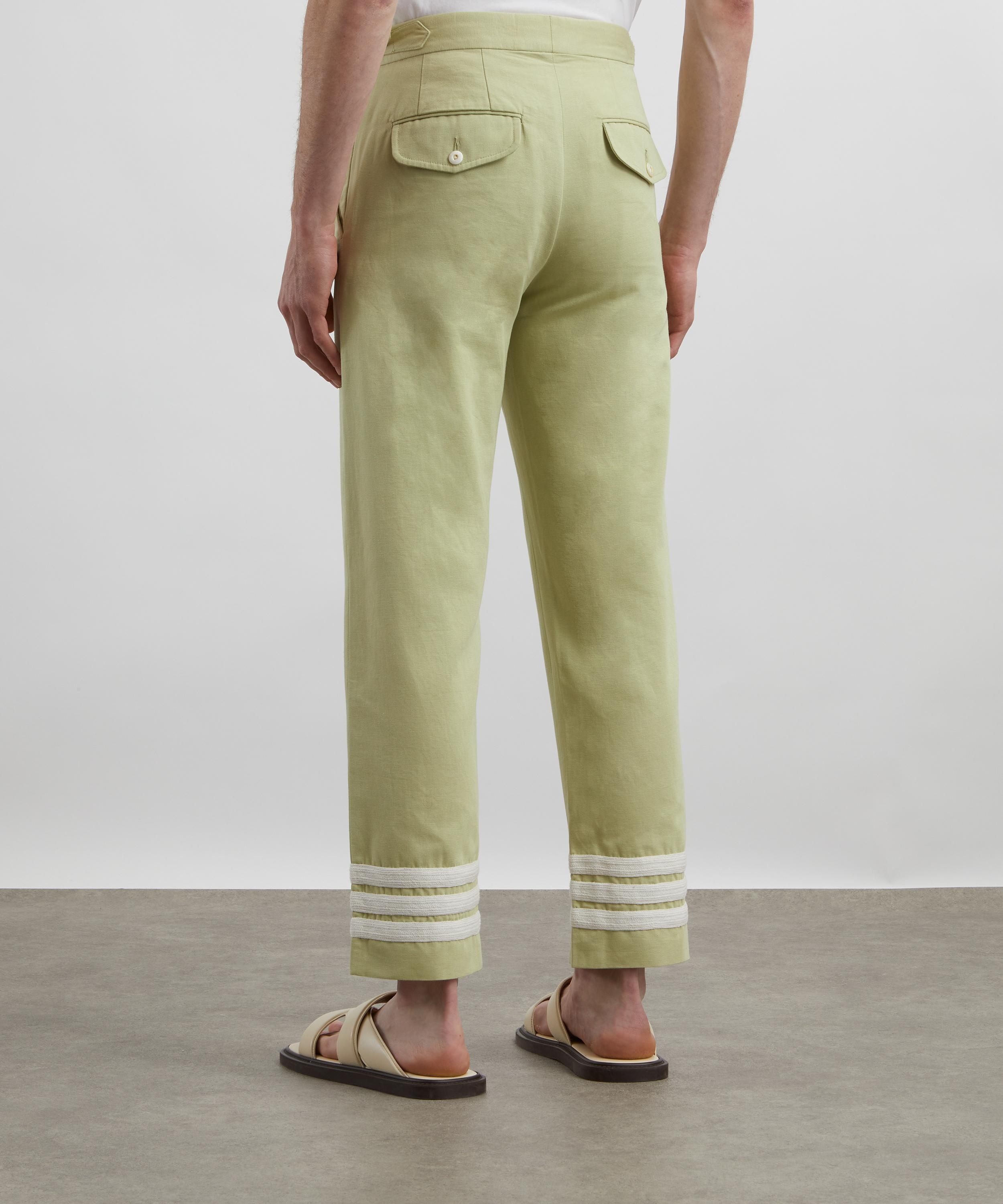 Green-Cream Tri-Stripe Trousers - 4