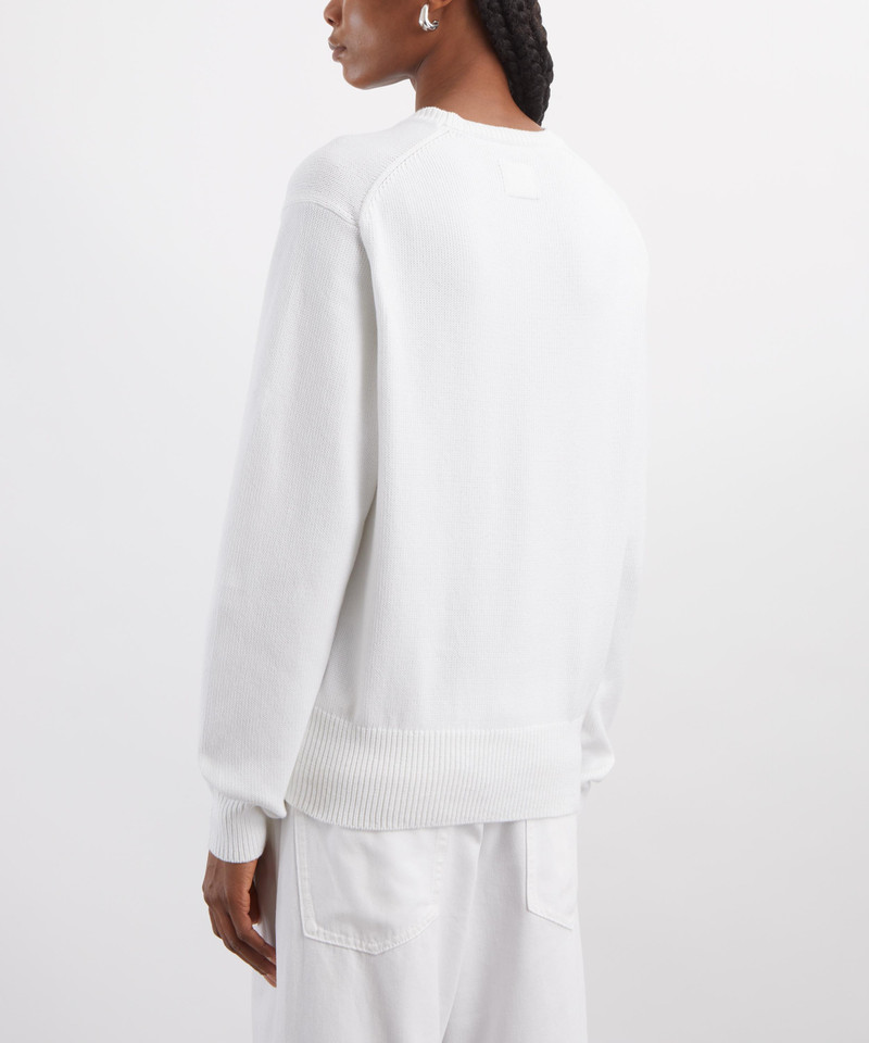 White Classic Cotton Crew-Knit Jumper 4