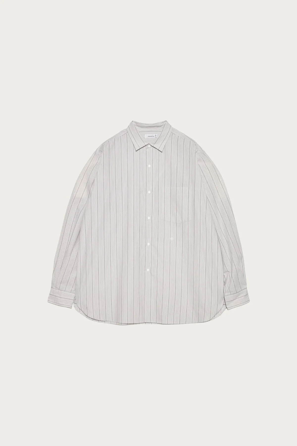 Regular Collar Stripe Wind Shirt - Grey - 1