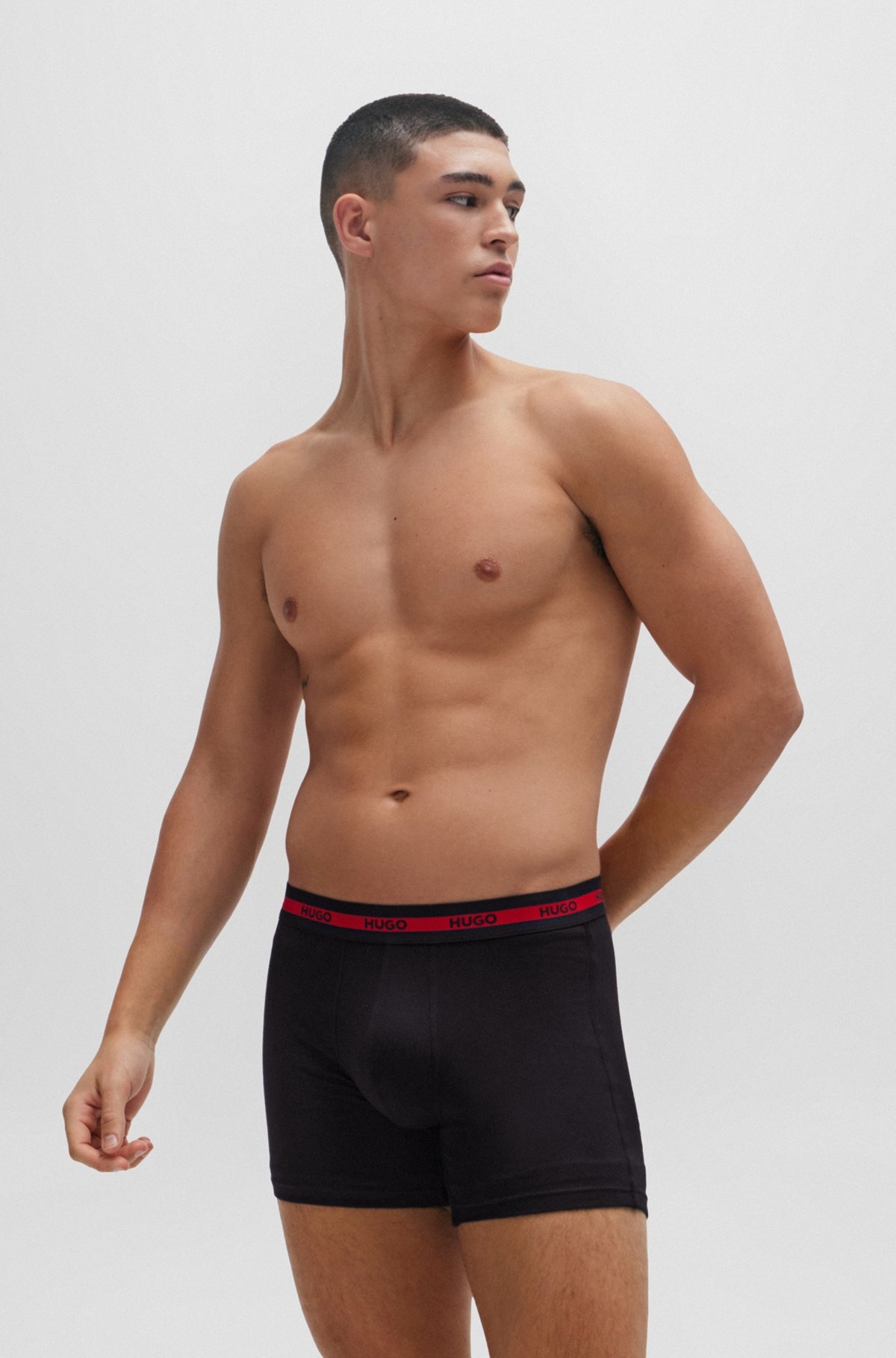 THREE-PACK OF STRETCH-COTTON BOXER BRIEFS WITH LOGO WAISTBANDS - 6