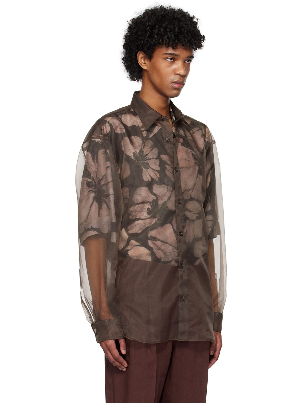 Brown Organza Shirt - 2