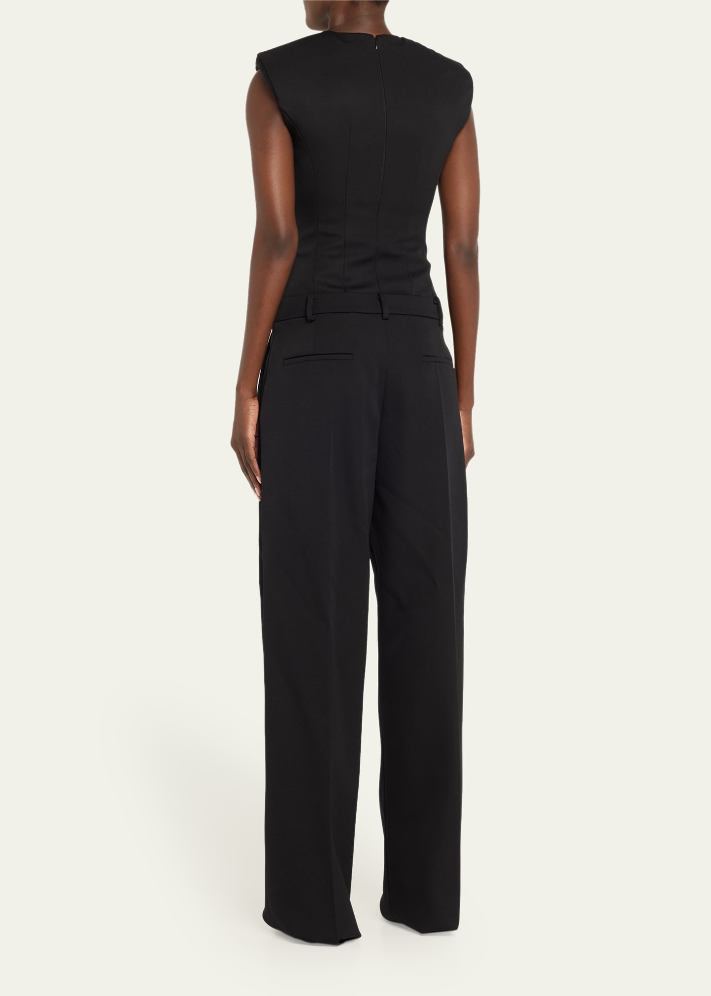 Cap-Sleeve Wool Trouser Jumpsuit - 3