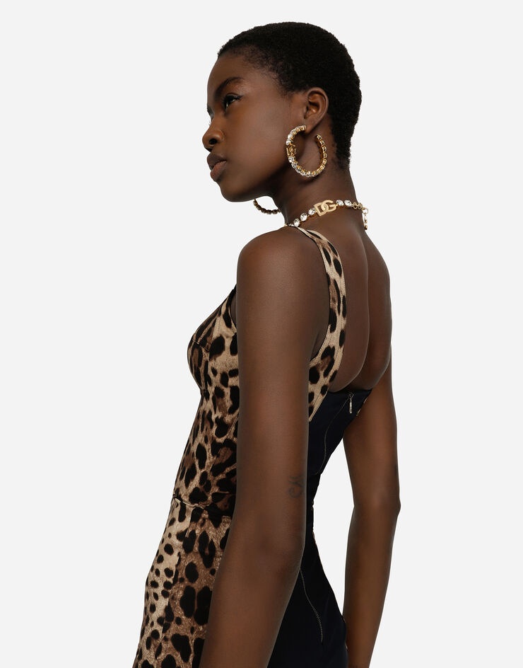 Leopard-print cady corset-style midi dress - 5